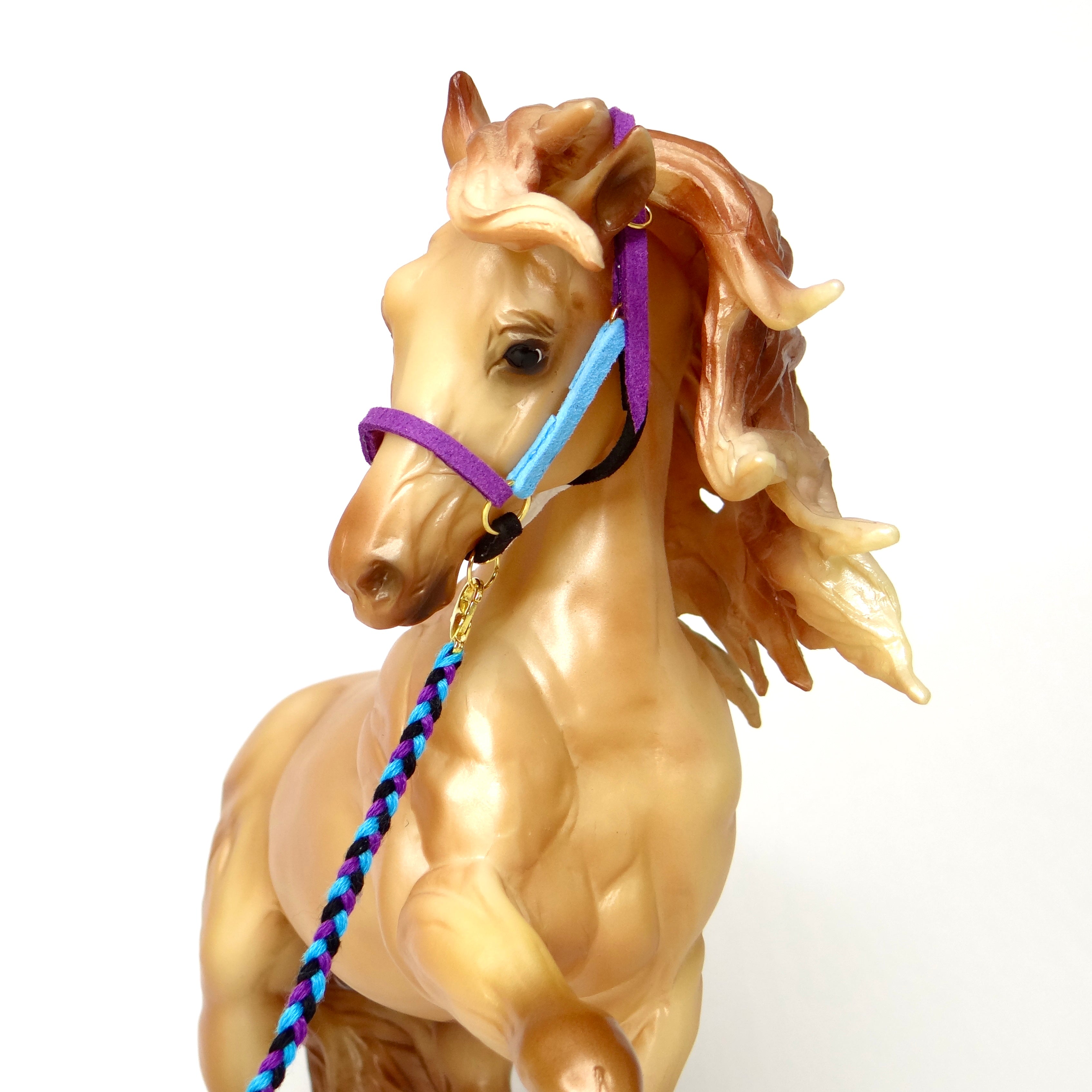 1:9 Purple/Turquoise/Black Halter Braided Leadrope