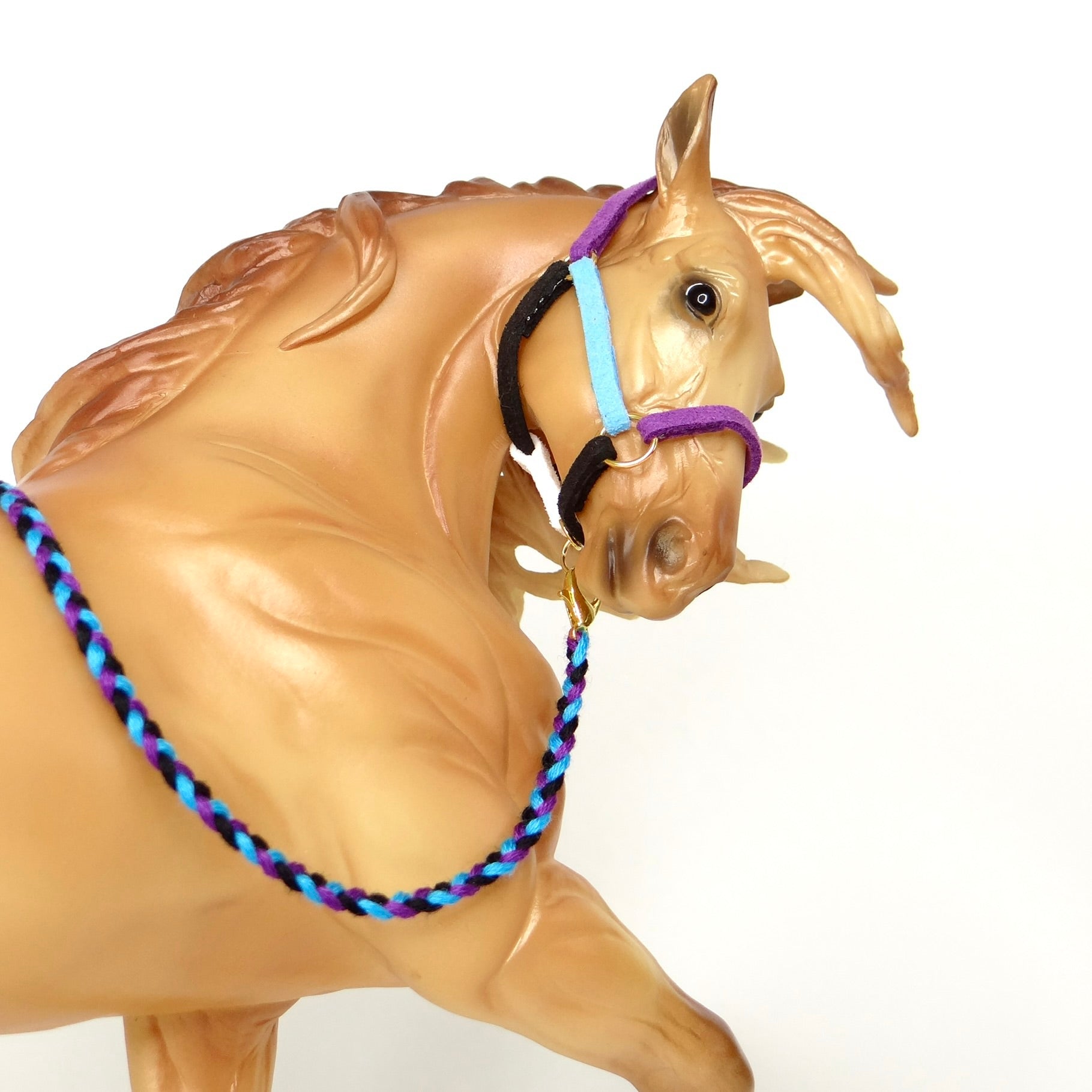 1:9 Purple/Turquoise/Black Halter Braided Leadrope