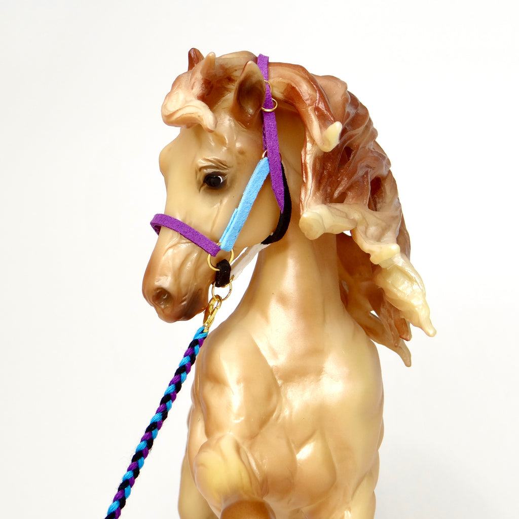 1:9 Purple/Turquoise/Black Halter Braided Leadrope