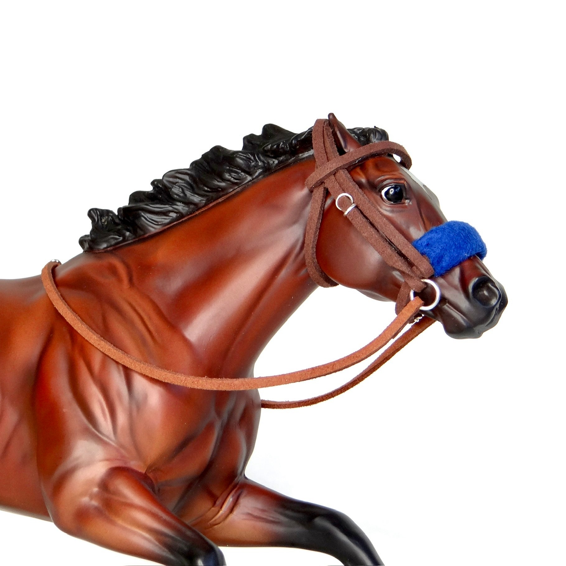 1:9 Dark Brown Racing Bridle Blue Shadow Roll